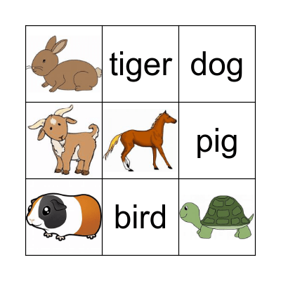 Animals Bingo Card