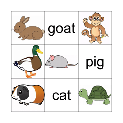 Animals Bingo Card