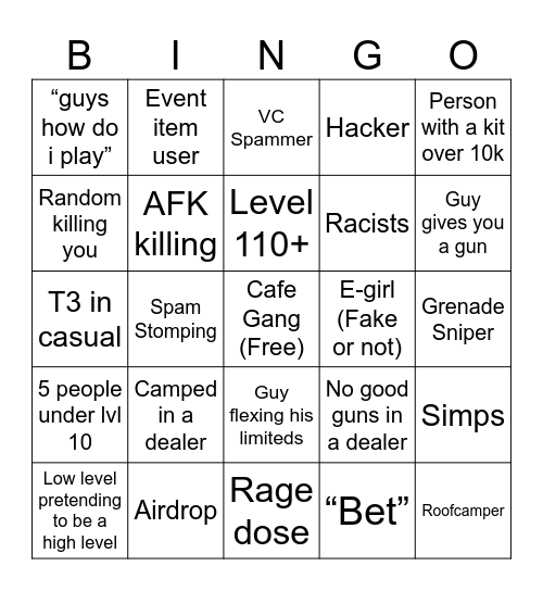 Criminality Casual Bingo (v2) Bingo Card