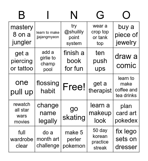 jaime's 2025 bingo!! Bingo Card