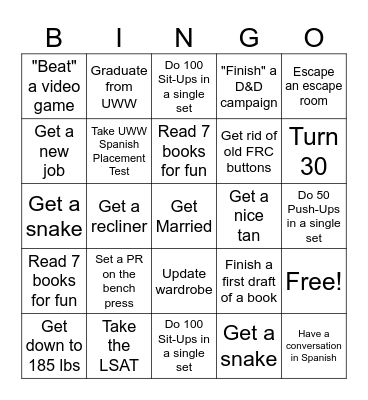 2025 Bingo Card
