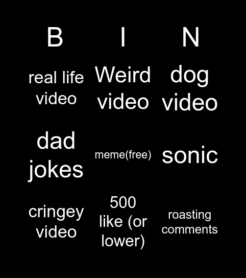 TikTok bingo Card