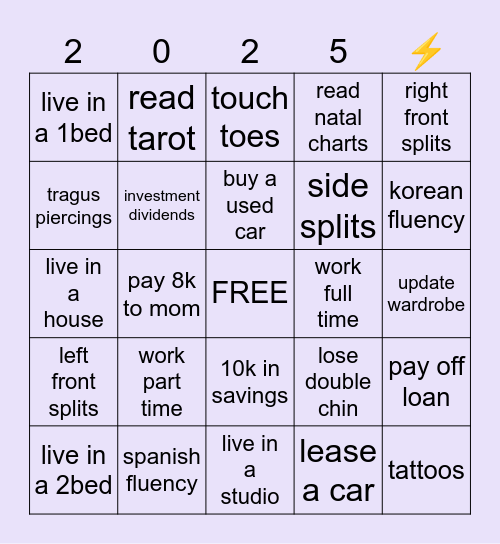 2025 Vision Manifestations Bingo Card