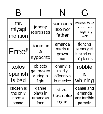 hiya s5 Bingo Card