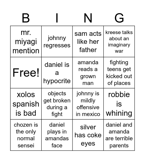 hiya s5 Bingo Card
