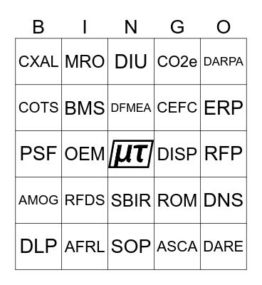 MT ACRONYM BINGO Card