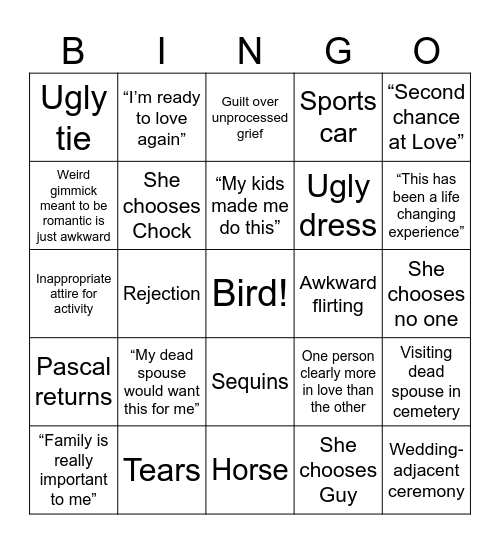 Birding the Golden Bachelorette Bingo Card