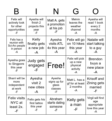 2025 Bingo Card