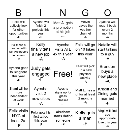 2025 Bingo Card