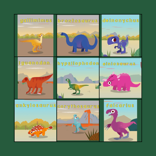 DINOSAUR BINGO Card