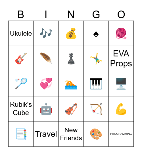 New Year's Resolution BINGO Card