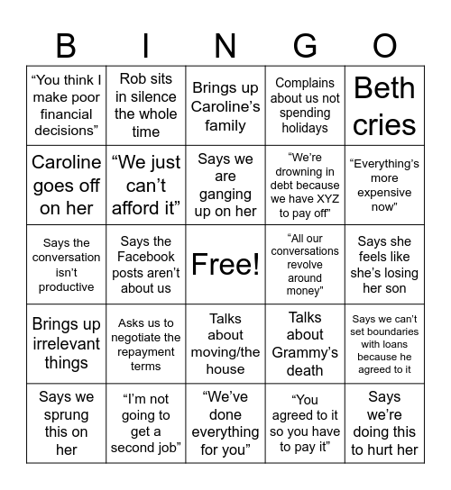 Benson Bingo Board Bingo Card