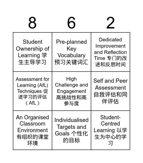 Harrow Chongqing - 8-6-2 Bingo Card