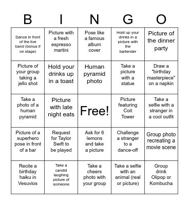 Taine's Tipsy Trot Bingo Card