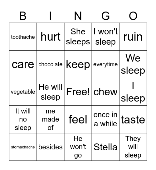 IA class Bingo Card