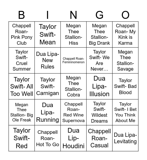 Radio Bingo Modern Women Hit Makers Bingo Card
