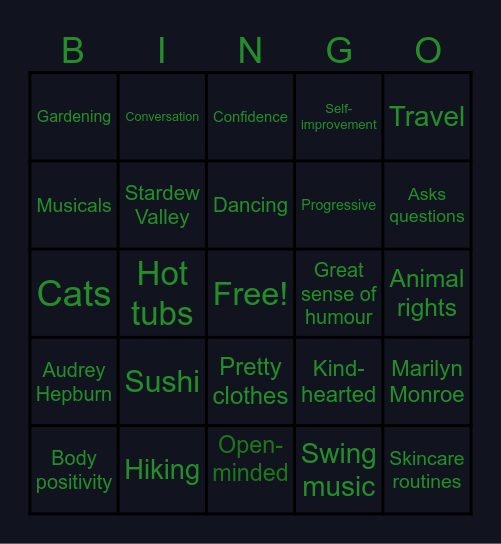 Madonna's Ace Bingo Card