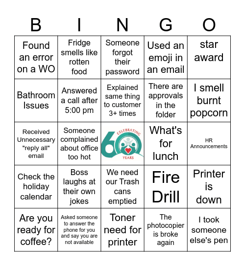 OFFICE Bingo Card
