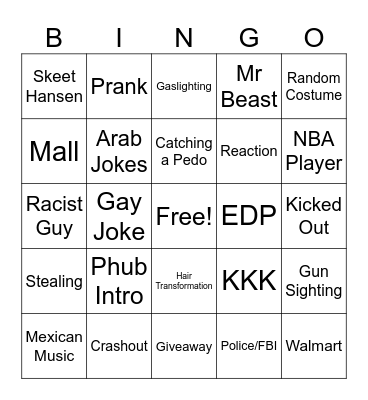 Jideon Bingo Card
