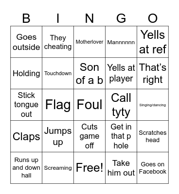 Dad’s football bingo card Bingo Card