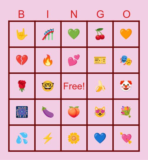 V-Day Emoji Bingo Card