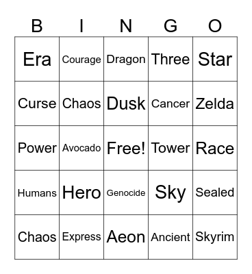 Lore 13.01 Bingo Card