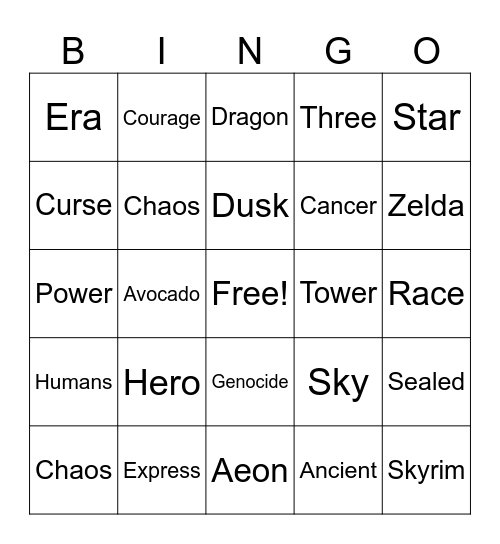 Lore 13.01 Bingo Card