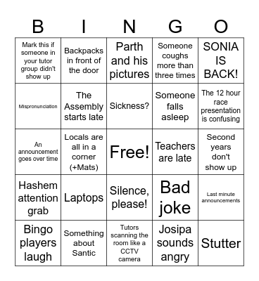Assembly 12/13/2025 Bingo Card
