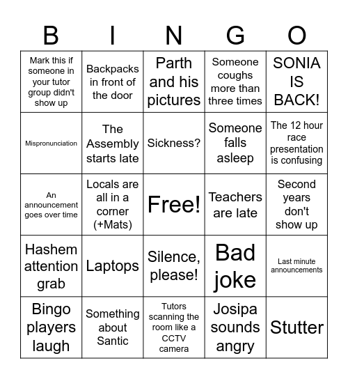 Assembly 12/13/2025 Bingo Card