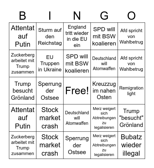Bullshit Bingo 2025 Bingo Card