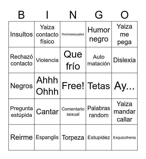 Día entero Bingo Card