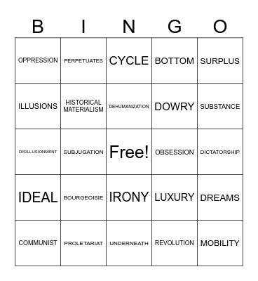 MARXISM Bingo Card