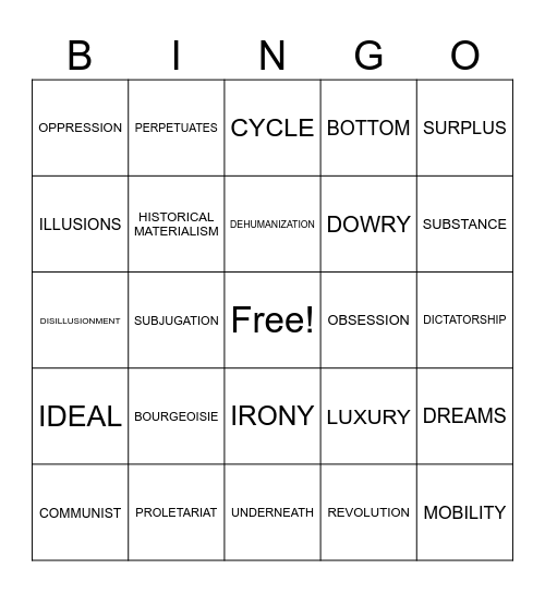 MARXISM Bingo Card
