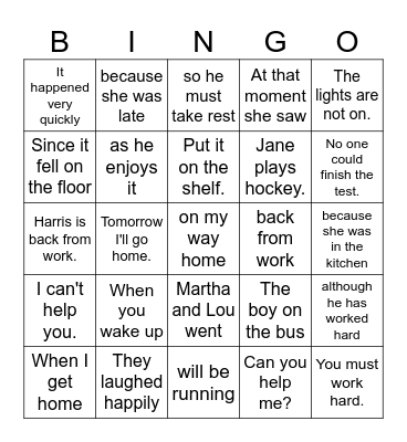 Clauses Bingo Card