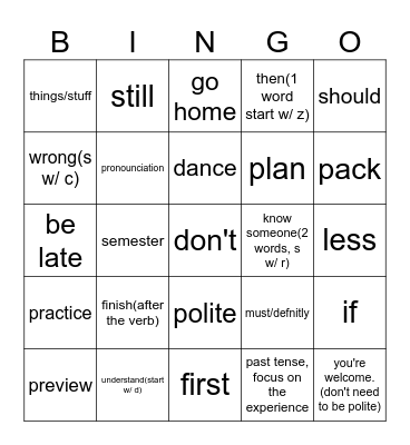 L3Midterm Bingo Card