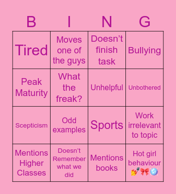 English Literacy Bingo Card