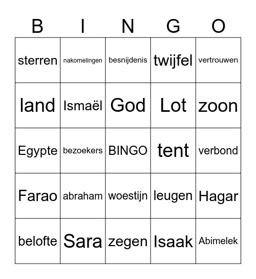 Abraham en Sara Bingo Card