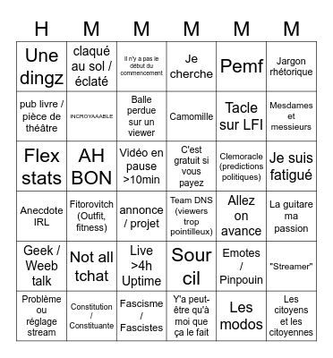 15/01 SUPER SMASH BINGO CLEMO (Non-officiel) Bingo Card