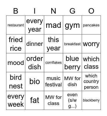 L2Midterm Bingo Card