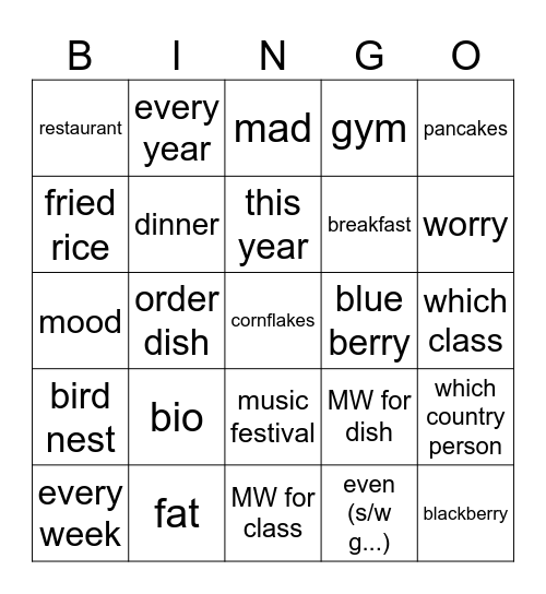 L2Midterm Bingo Card