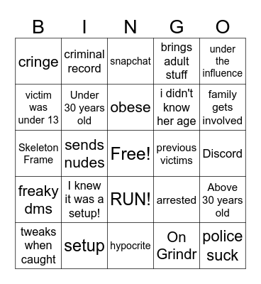 Predator Bingo Card