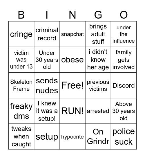 Predator Bingo Card
