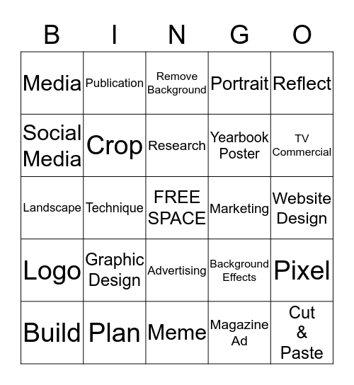 Graphic Design Bingo Card