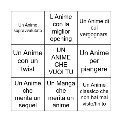 PRESENTATION ANIME NIGHT Bingo Card