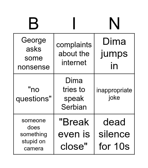 every palm Bingo Card