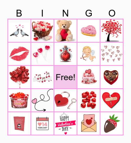 Valentijn Bingo Card