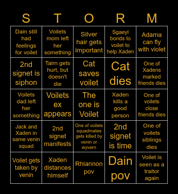 O N Y X Bingo Card