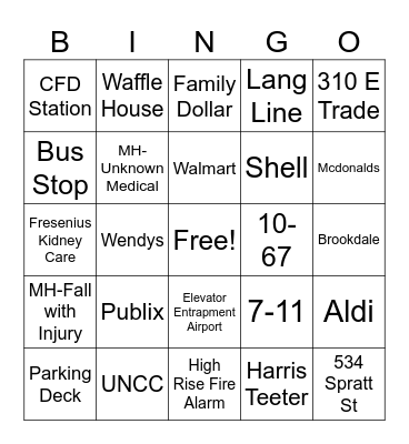 Alarm Bingo Card