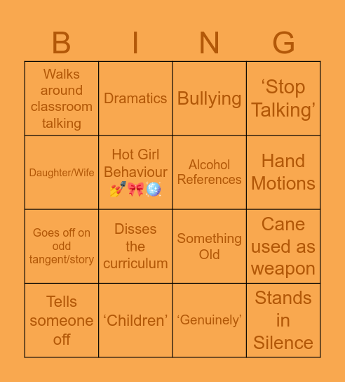 Science Bingo Card