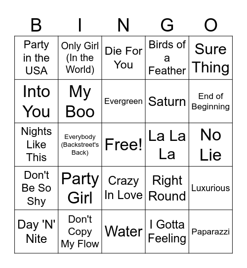 JJ's Birthday Bingo Card